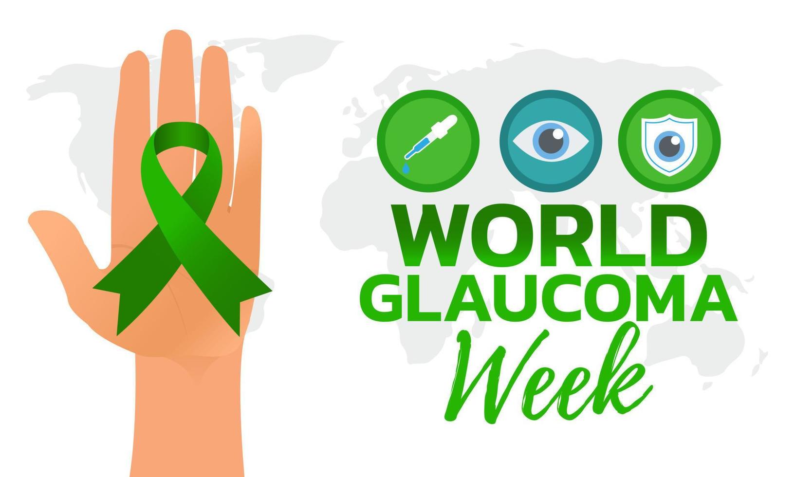 semana mundial do glaucoma. ilustração com fita verde vetor