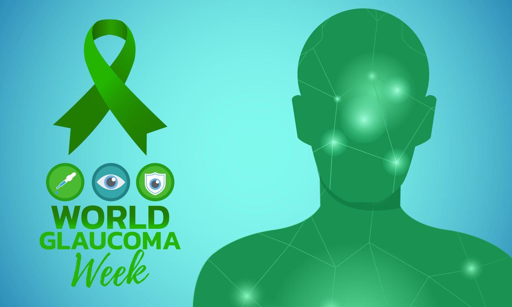 semana mundial do glaucoma. ilustração com fita verde vetor