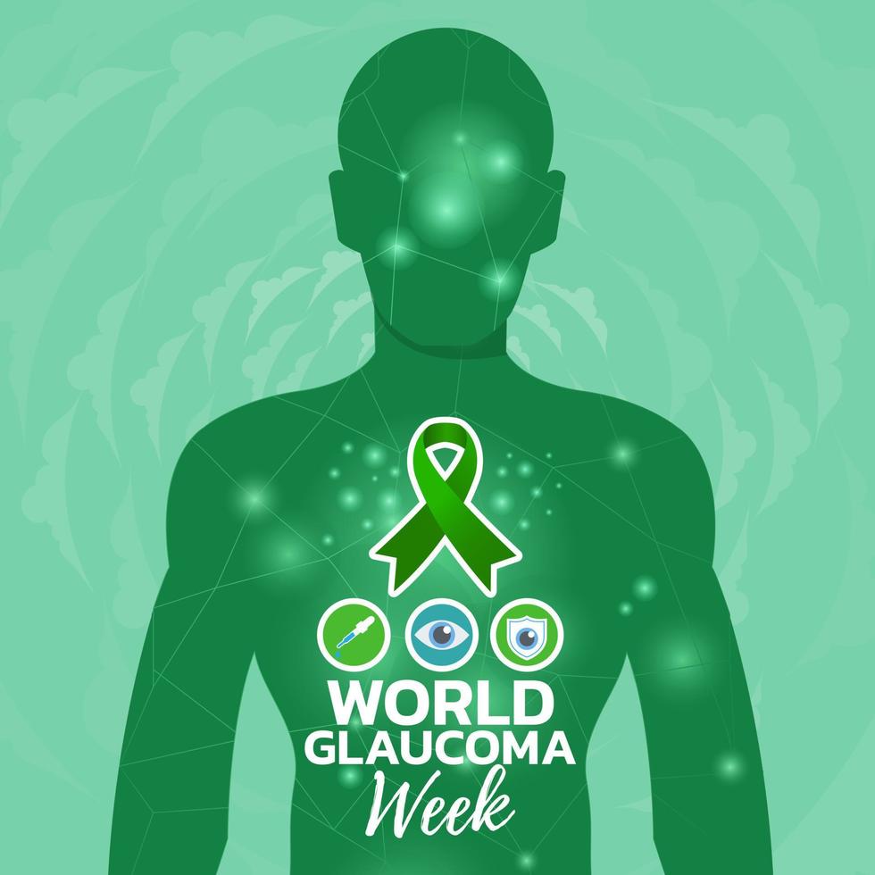 semana mundial do glaucoma. ilustração com fita verde vetor