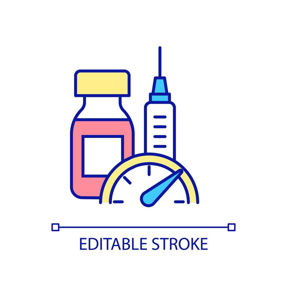 bom resultado no ícone de cor rgb de teste de vacina. estudos clínicos de virologia. novos testes de medicamentos. ilustração vetorial isolado. desenho de linha preenchido simples. traço editável. fonte arial usada vetor