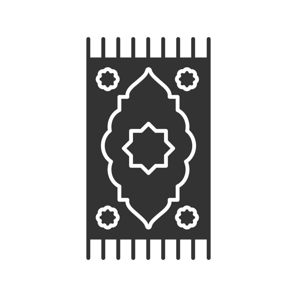 ícone de glifo de tapete de oração. cultura islâmica. tapete. símbolo de silhueta. espaço negativo. ilustração vetorial isolada vetor
