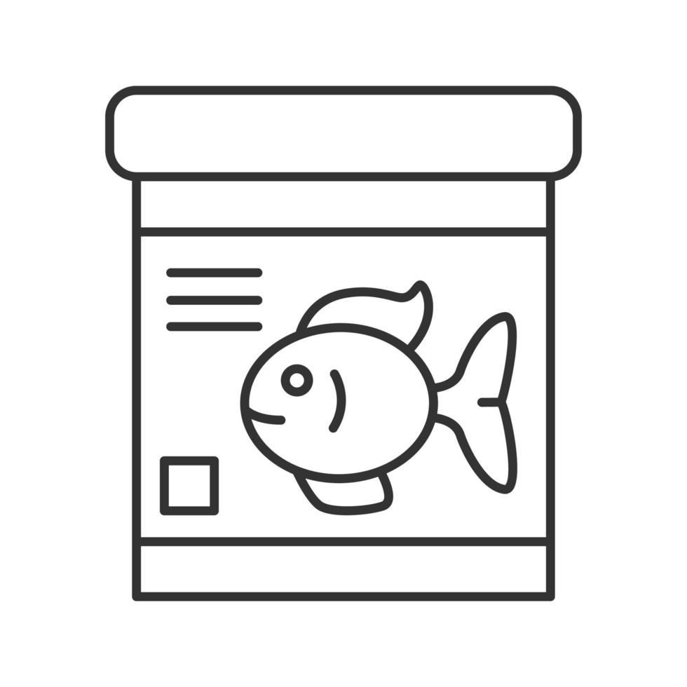 ícone linear do frasco de comida de peixe. ilustração de linha fina. símbolo de contorno. desenho de contorno isolado de vetor