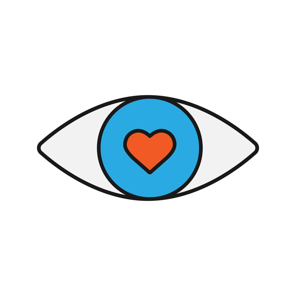 olho humano com coração dentro do ícone de cor. apaixonado. ilustração vetorial isolada vetor