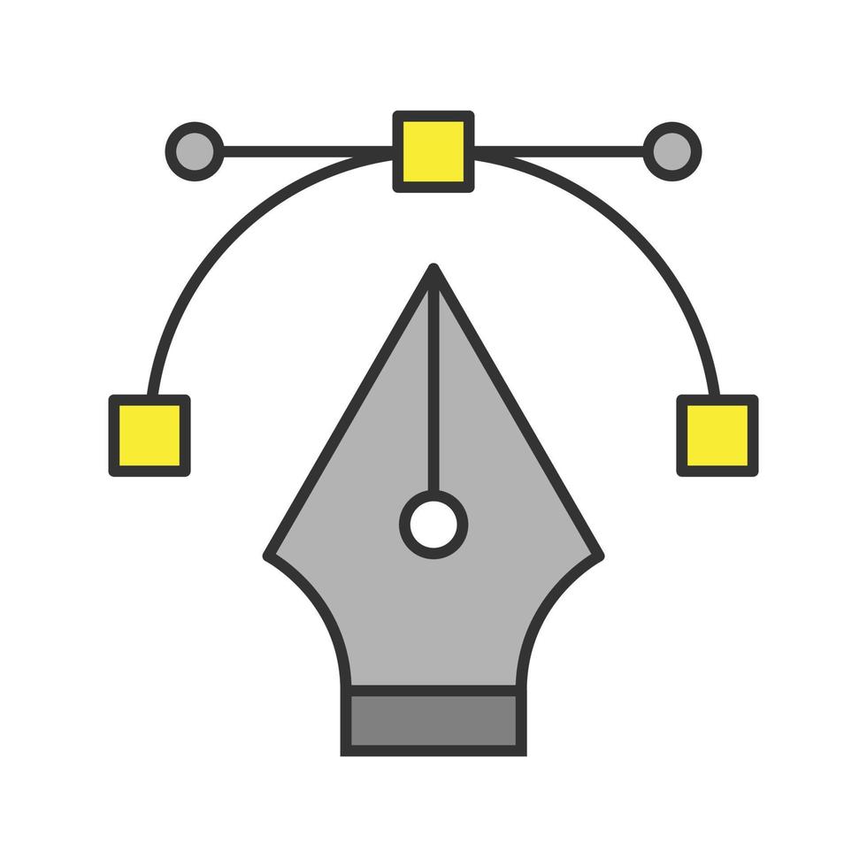 ícone de cor de ponta de caneta-tinteiro. ferramenta de caneta de computador. desenho. ilustração vetorial isolada vetor