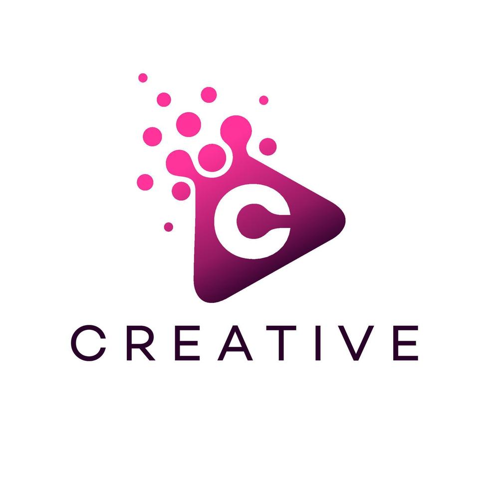 logotipo do botão de jogo abstrato no estilo de design de material. ícone do aplicativo criativo vetor