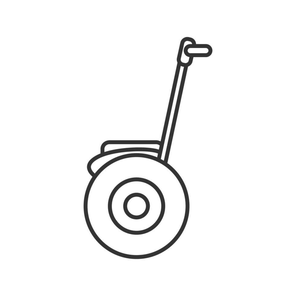 ícone linear de scooter de auto balanceamento. ilustração de linha fina. transportador pessoal. símbolo de contorno. desenho de contorno isolado de vetor