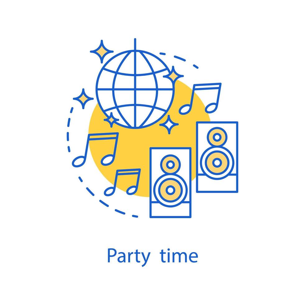 ícone do conceito de tempo de festa. ilustração de linha fina idéia discoteca. entretenimento. desenho de contorno isolado de vetor