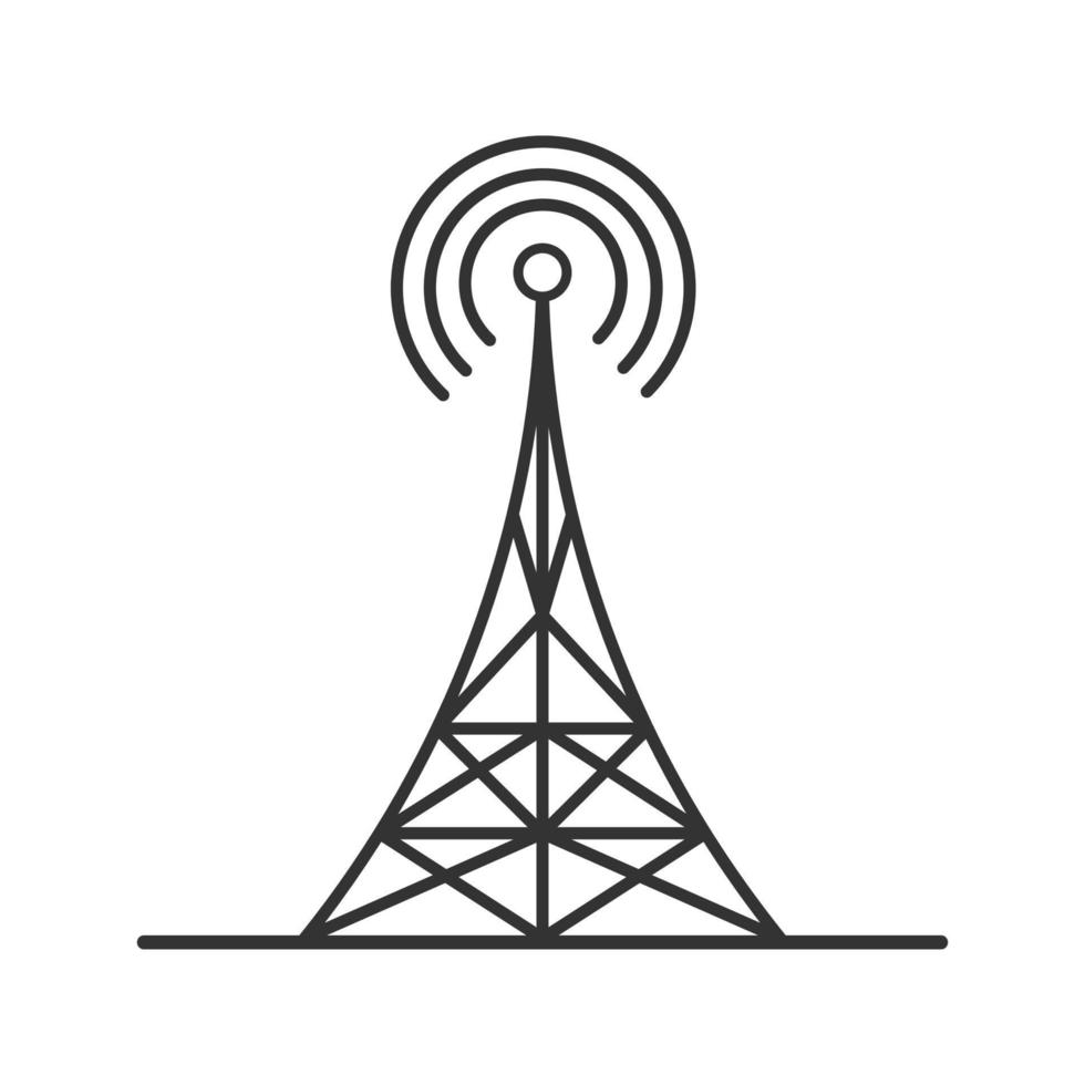 ícone linear da torre de rádio. ilustração de linha fina. antena. símbolo de contorno. desenho de contorno isolado de vetor