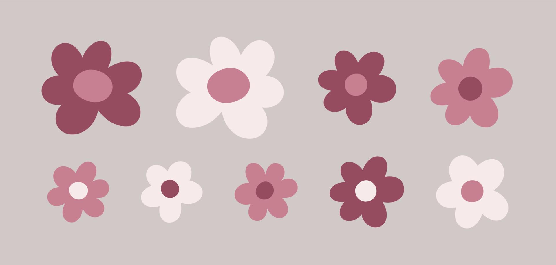 conjunto simples de flores vetor