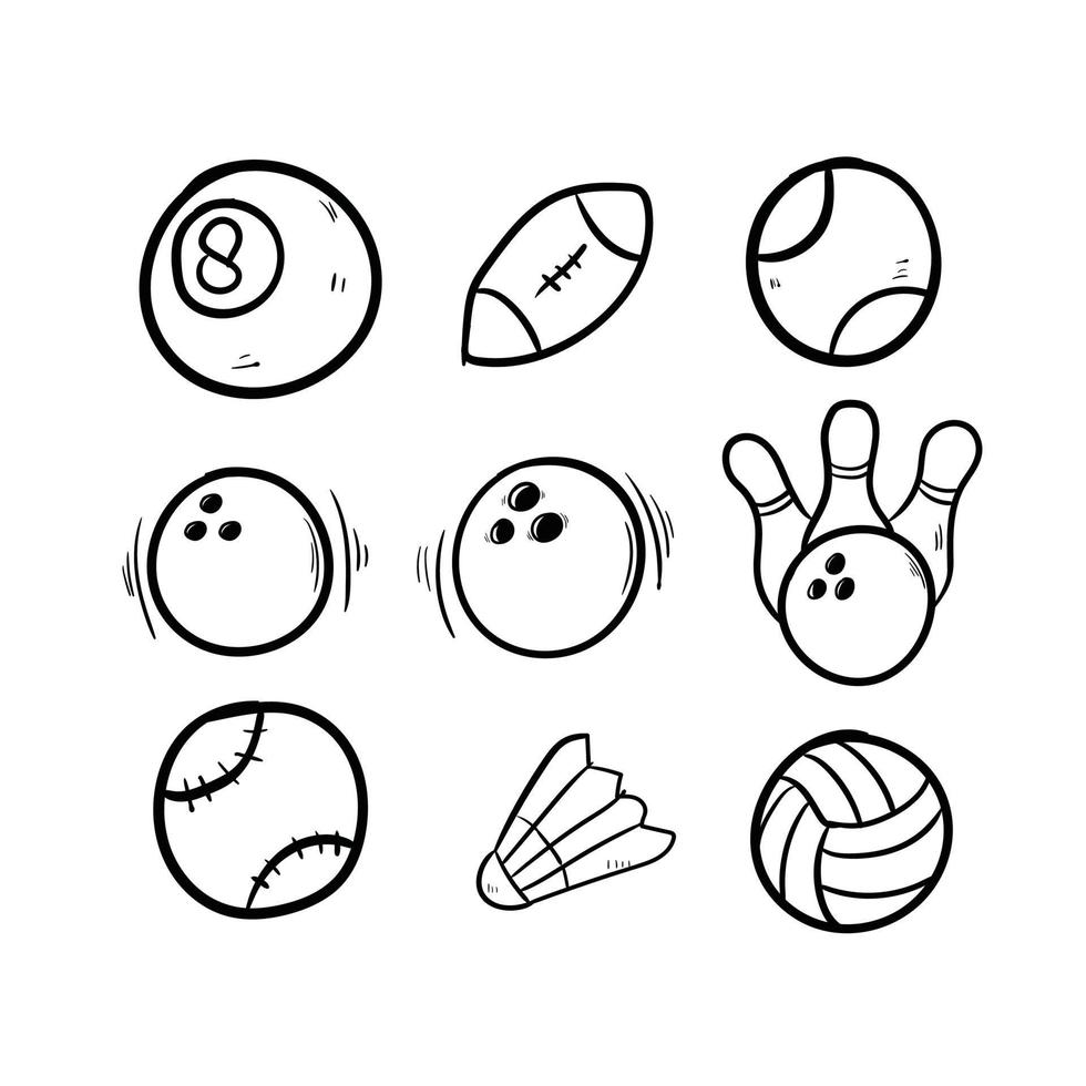 arte de doodle de equipamentos esportivos de bola vetor