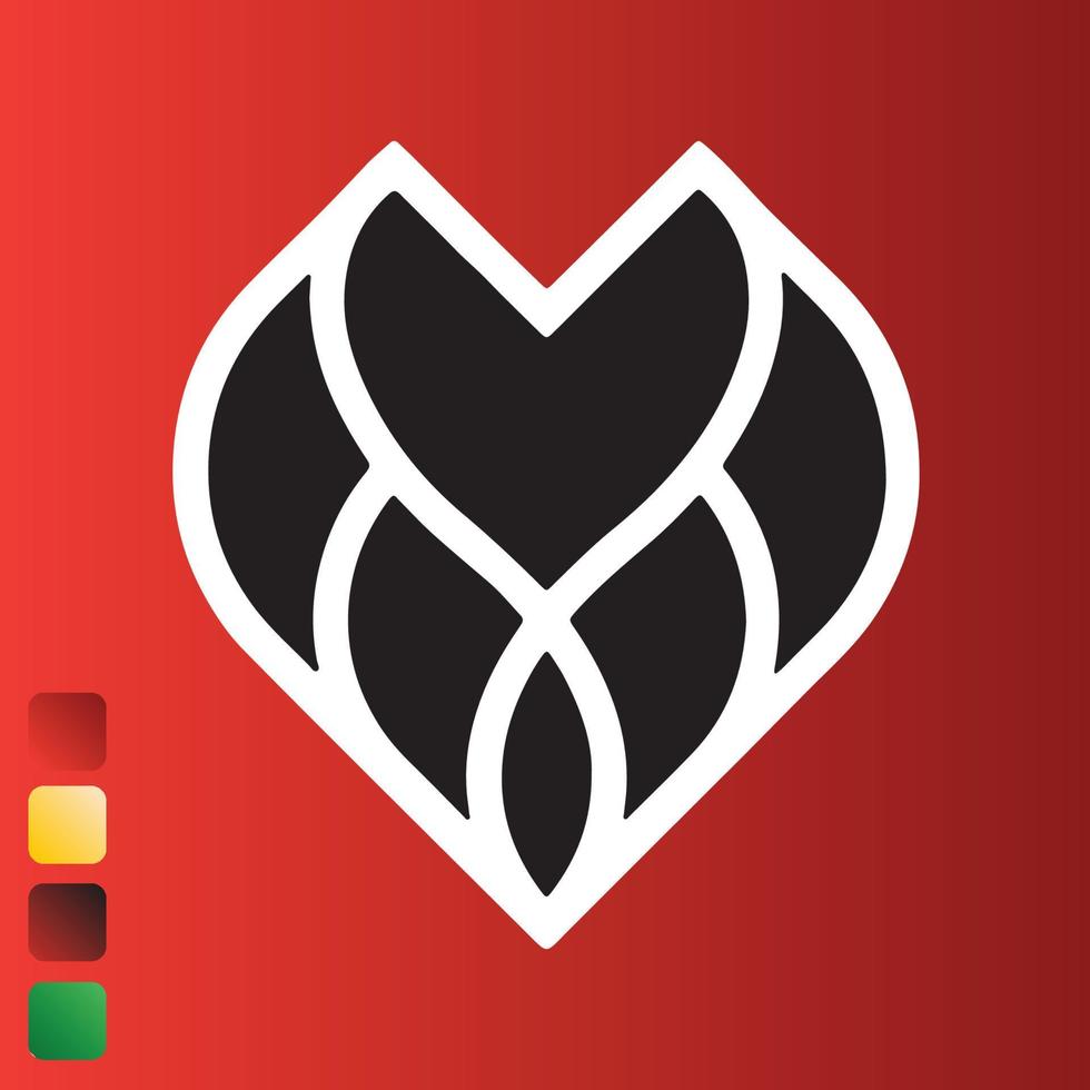 design de logotipo em forma de coração branco cinza preto vetor
