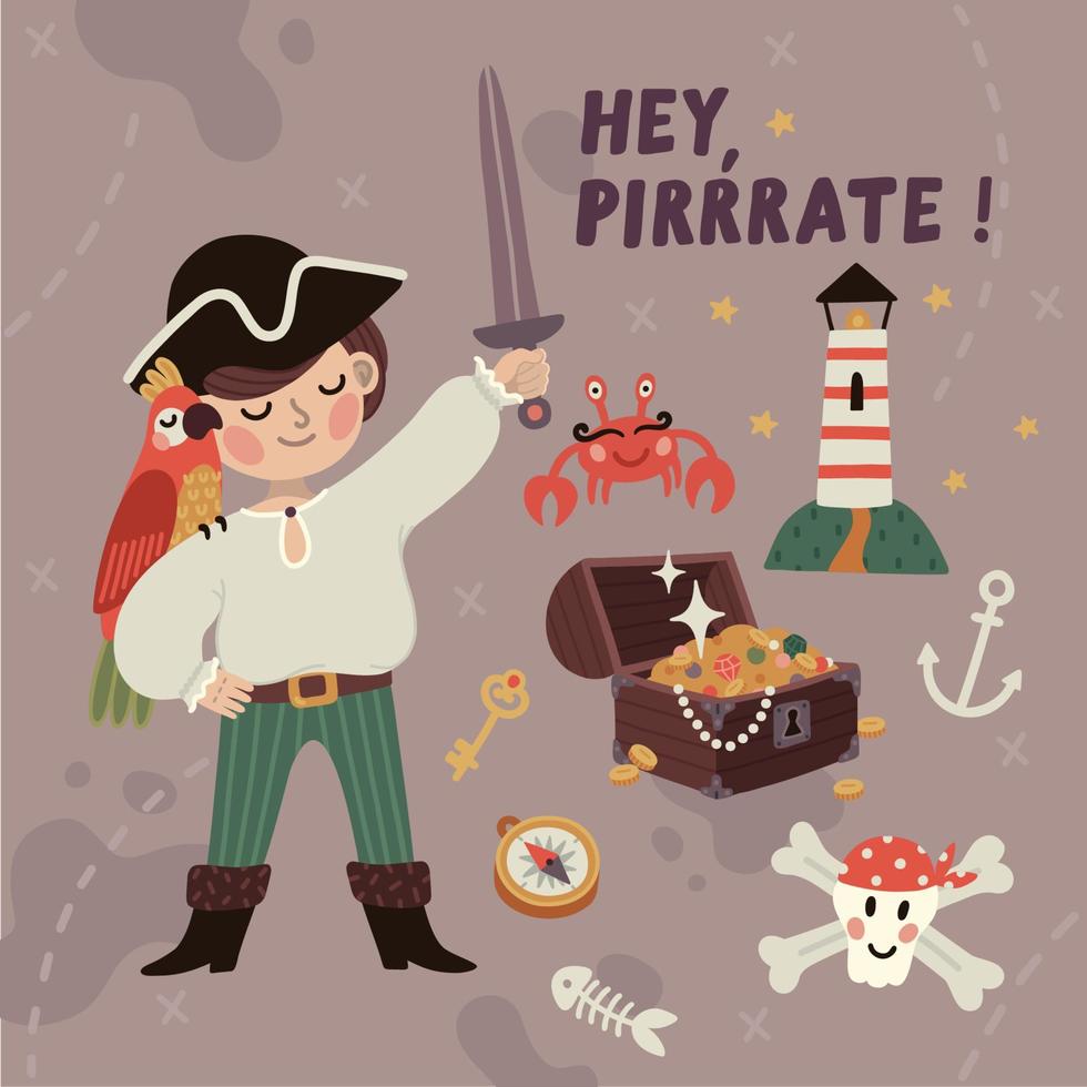 menino pirata vetor