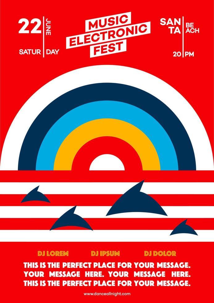 cartaz de festa de verão para festival de música eletrônica vetor