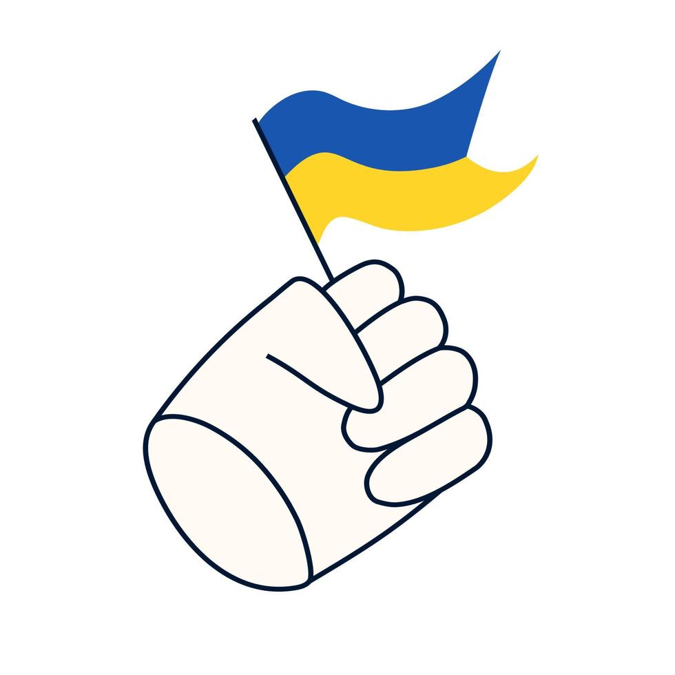mão segure a ilustração da bandeira da ucrânia vetor