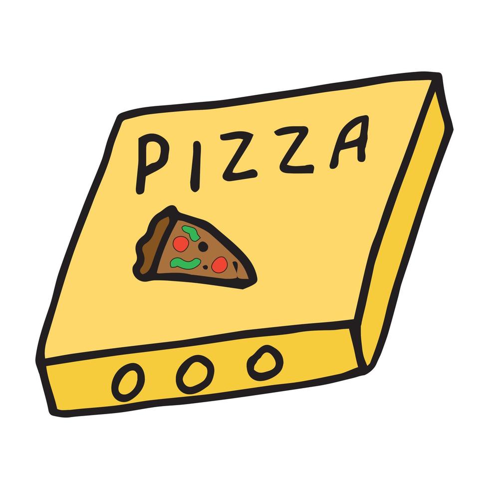 ilustração vetorial de caixa de pizza em estilo doodle vetor