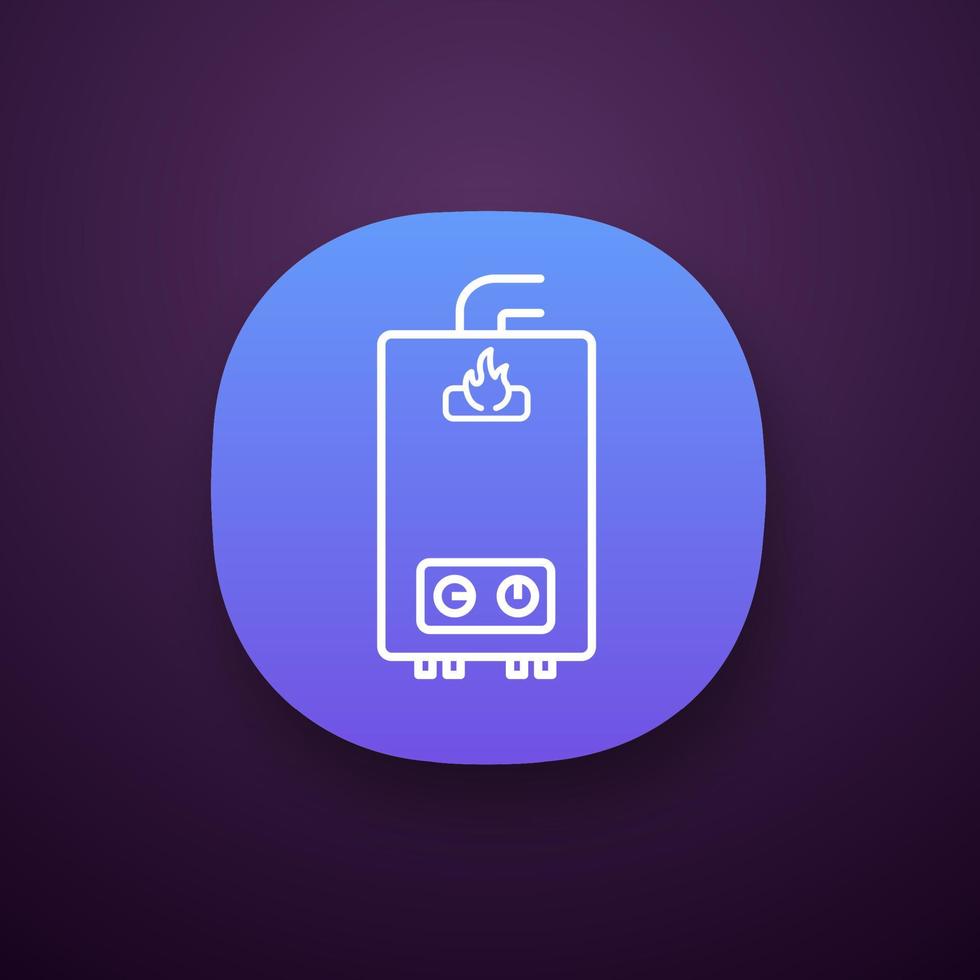 ícone do aplicativo aquecedor de água a gás. água de aquecimento. caldeira doméstica. u ux interface de usuário. web ou aplicativo móvel. ilustração vetorial isolada vetor