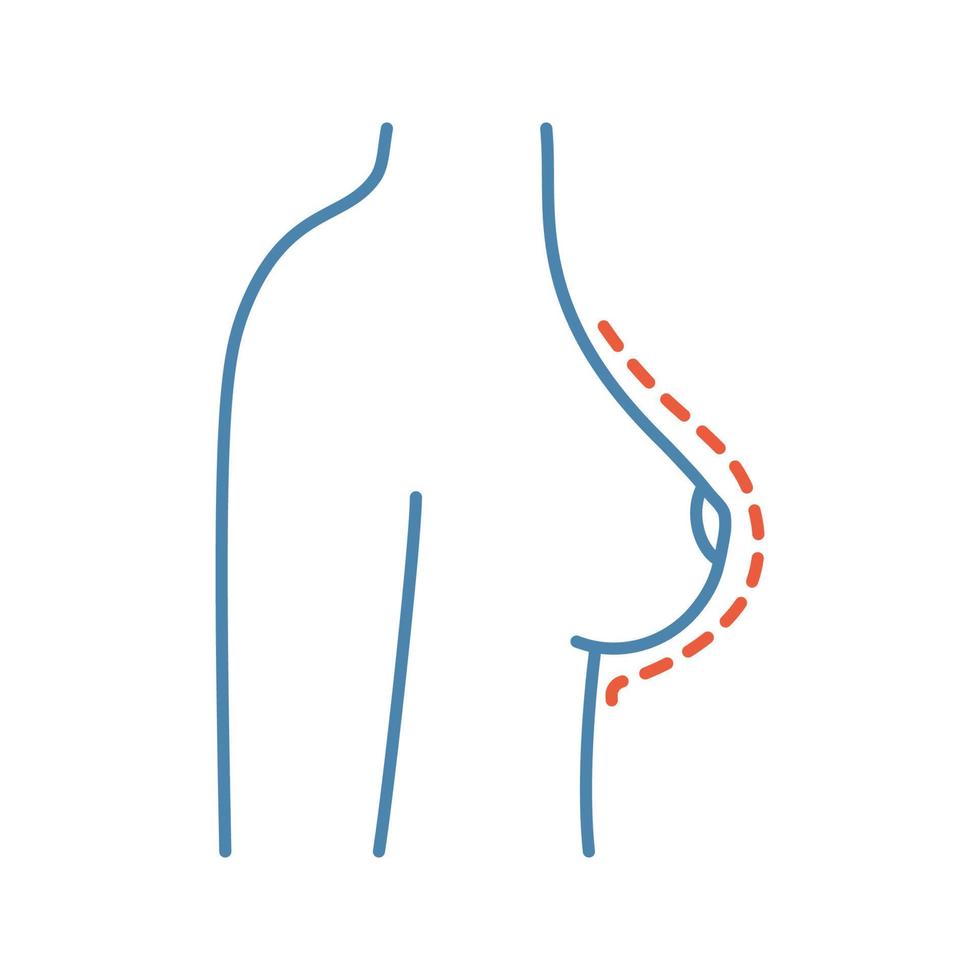 ícone de cor de aumento de mama. cirurgia corretiva da mama da mulher. mamoplastia. cirurgia plástica. ilustração vetorial isolada vetor