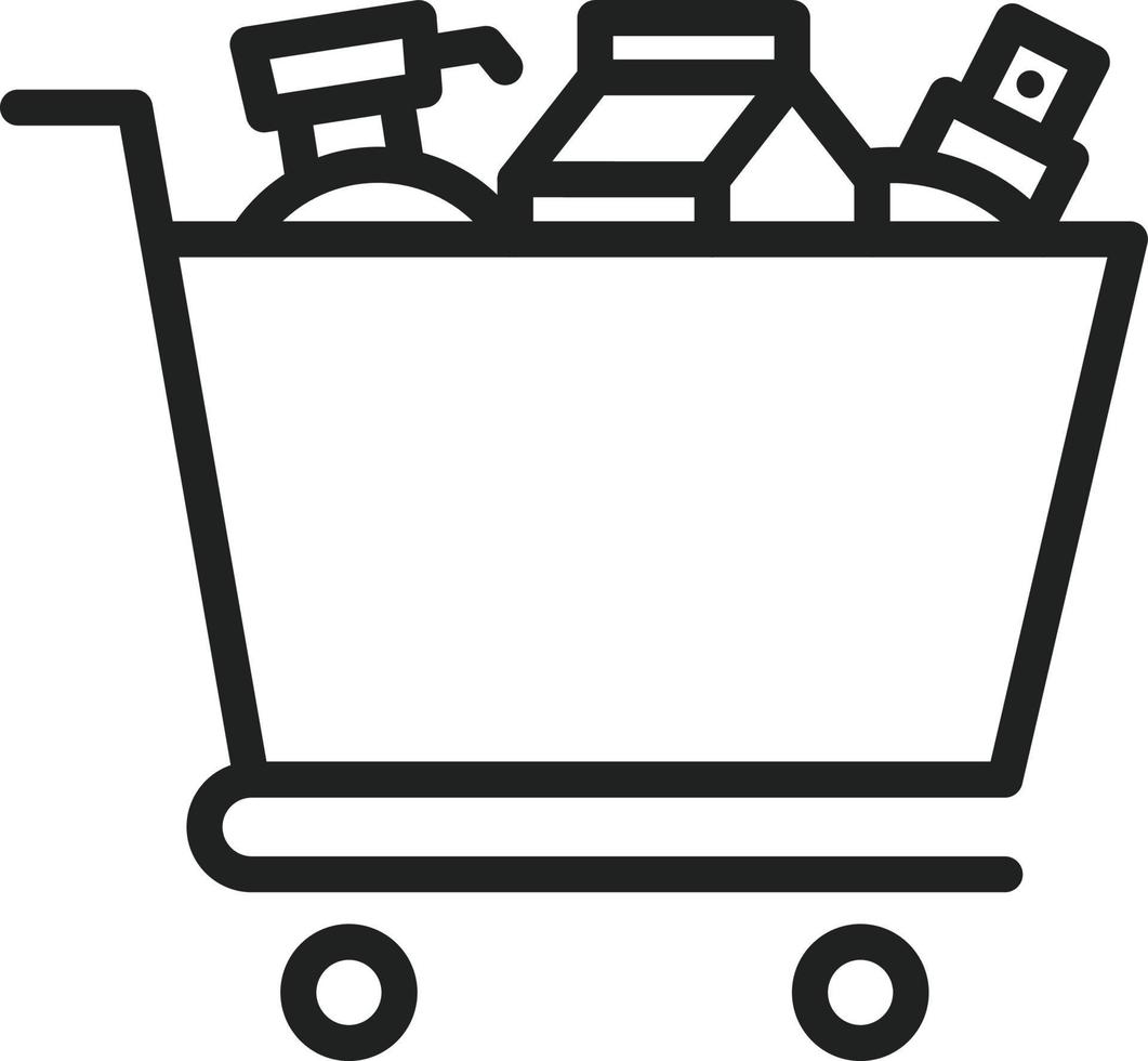 ícone de linha de itens de compras vetor