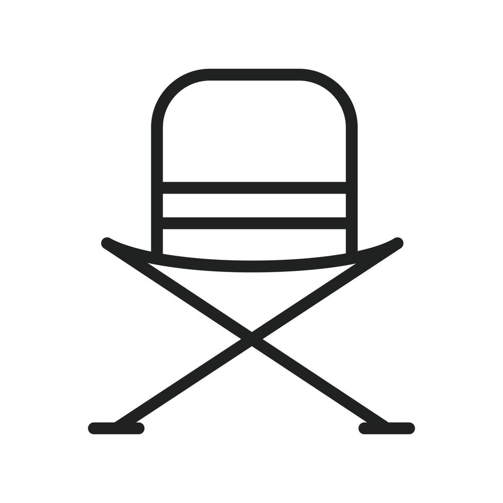 ícone de linha de cadeira de acampamento vetor