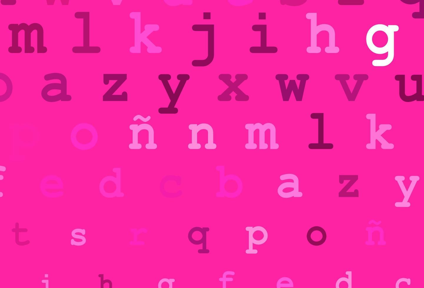 layout de vetor rosa claro com alfabeto latino.