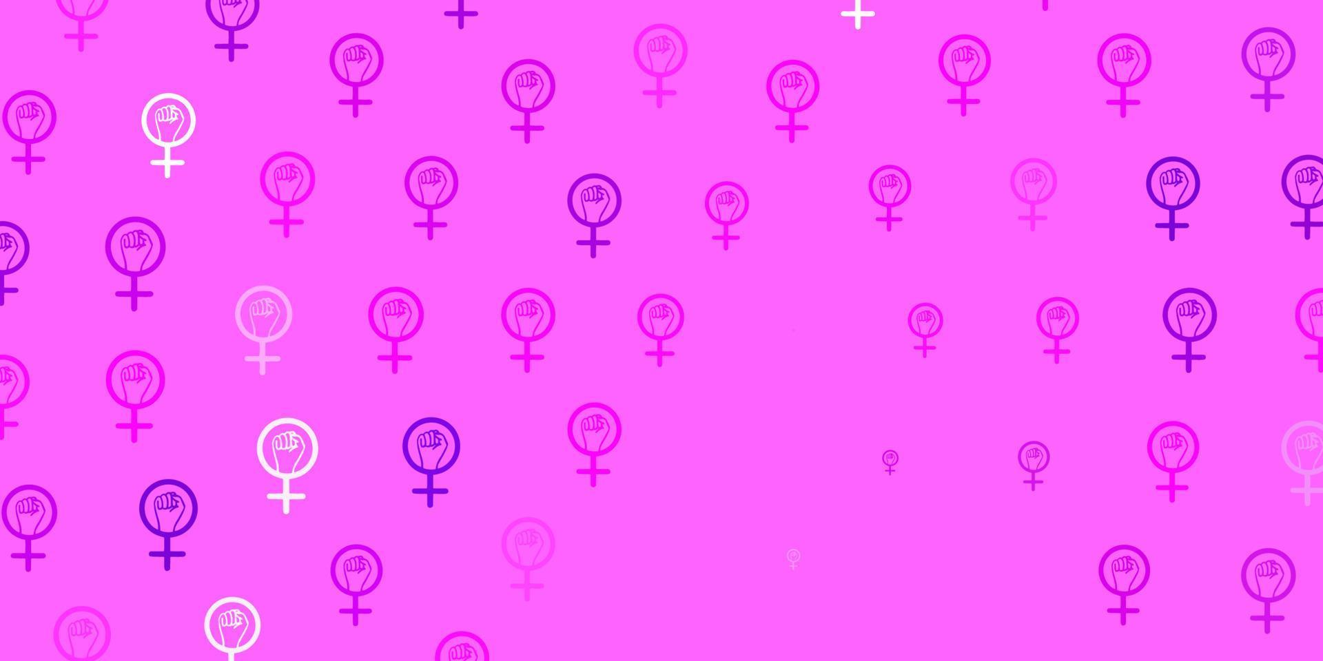 padrão de vetor rosa claro com elementos do feminismo.