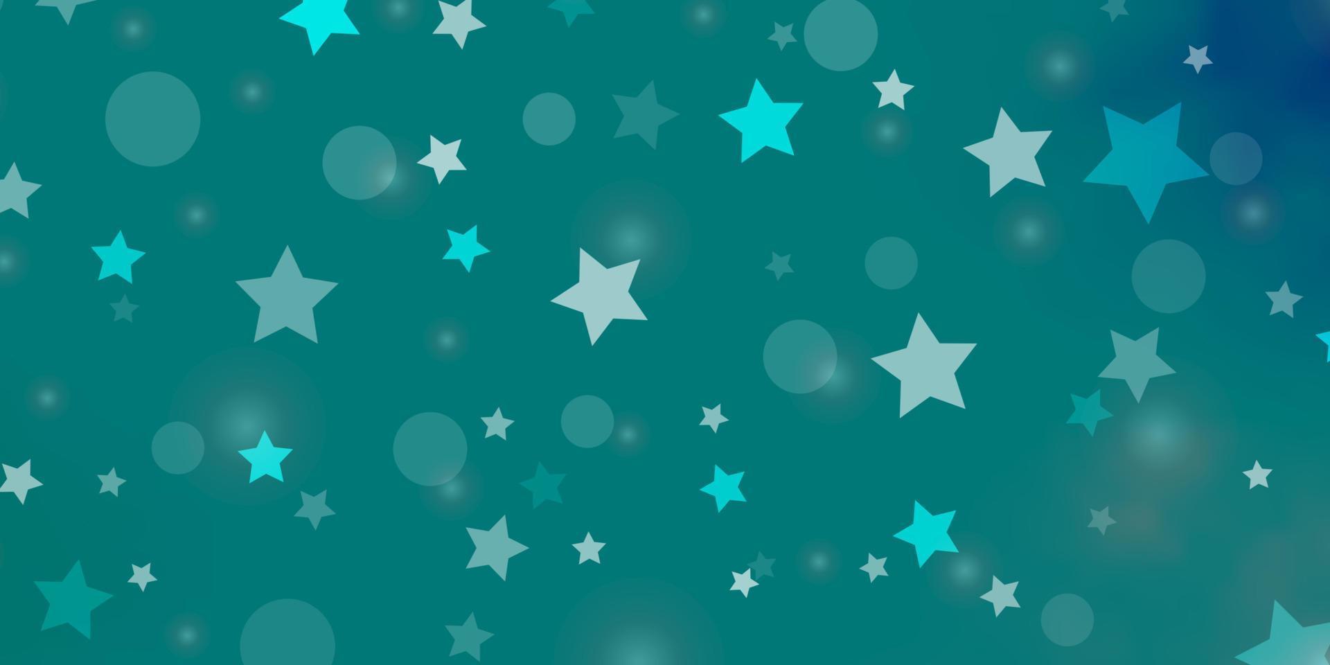 layout de vetor de azul claro e verde com círculos, estrelas.