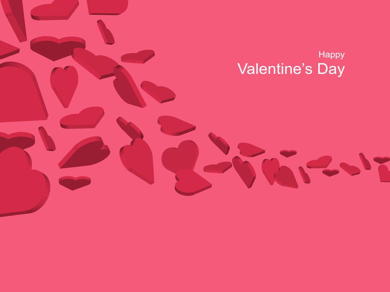 bandeira de corações 3D. forma de corações vermelhos fluindo no ar. plano de fundo para dia dos namorados, casamento, mulher ou mãe. vetor
