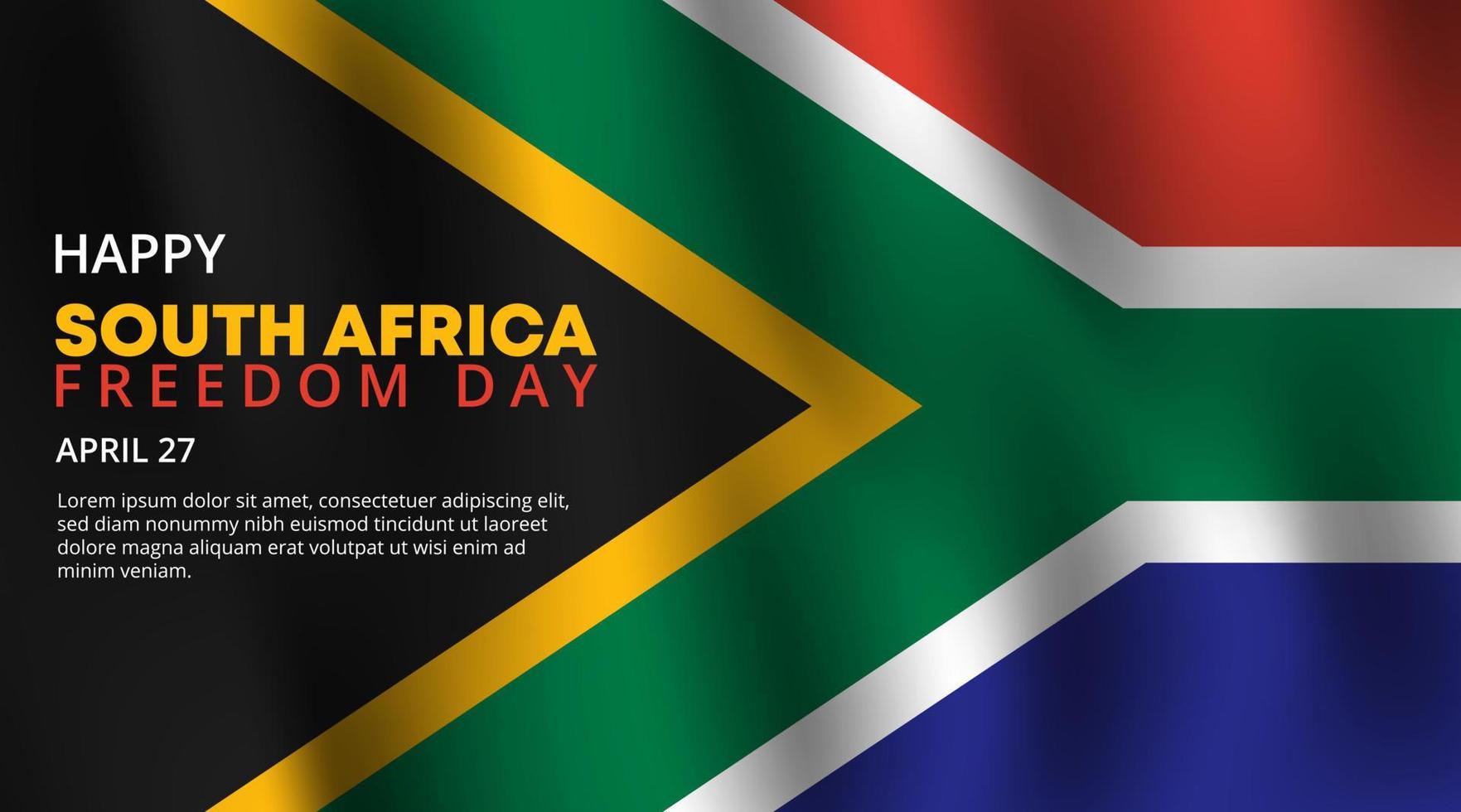 dia da liberdade do fundo da áfrica do sul com bandeira acenando realista vetor