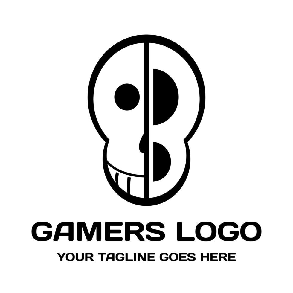 design de logotipo gamers crânio b vetor