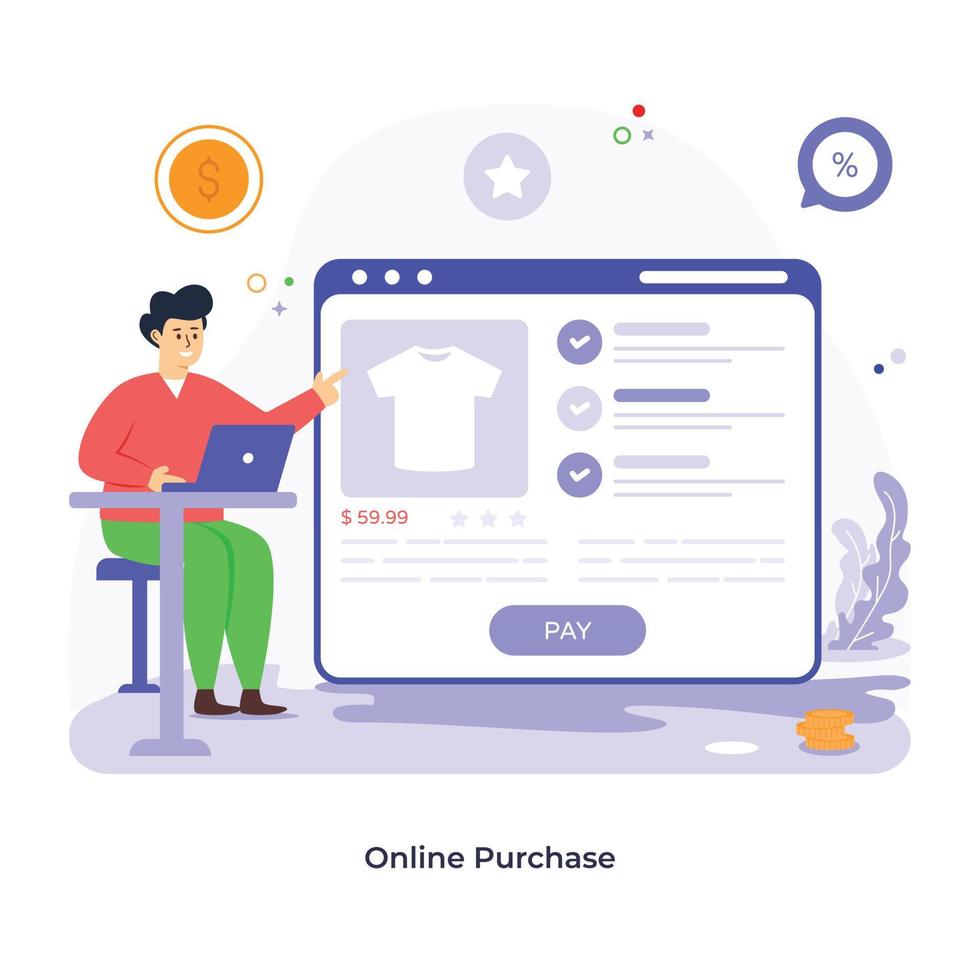 ilustração plana de compra online com escalabilidade vetor