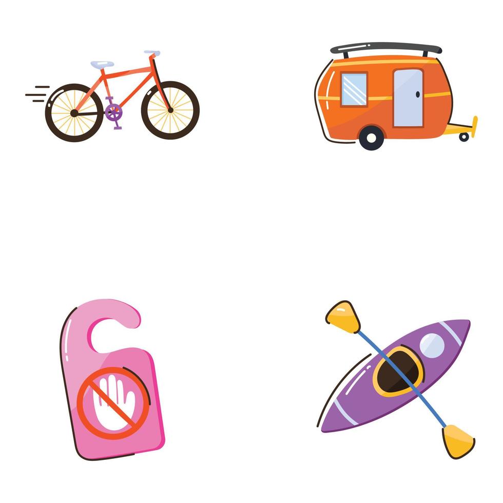ícones de doodle plano de férias na moda vetor