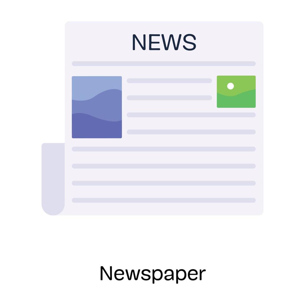 artigo publicado, ícone plano de jornal vetor