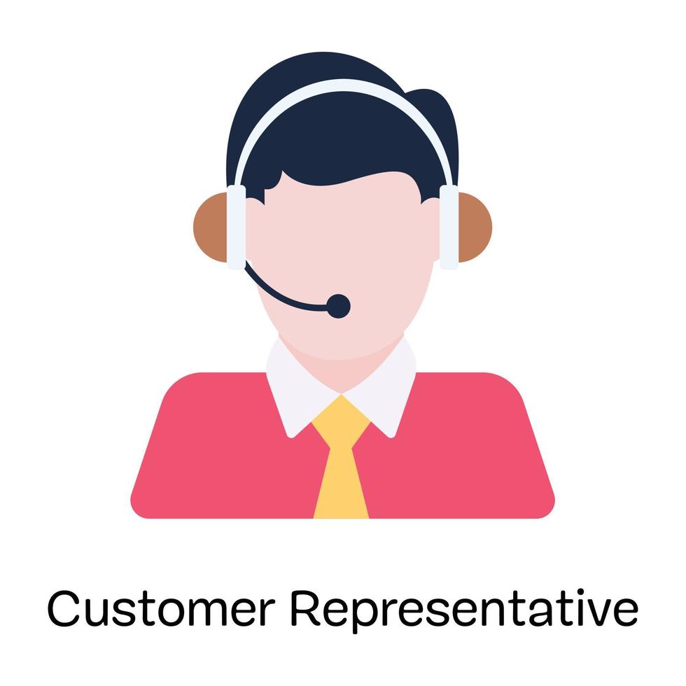 pessoa usando fones de ouvido, ícone plano do representante do cliente vetor