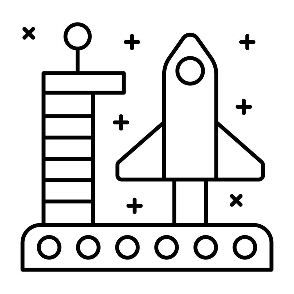 um ícone linear cativante de plataforma de foguete vetor