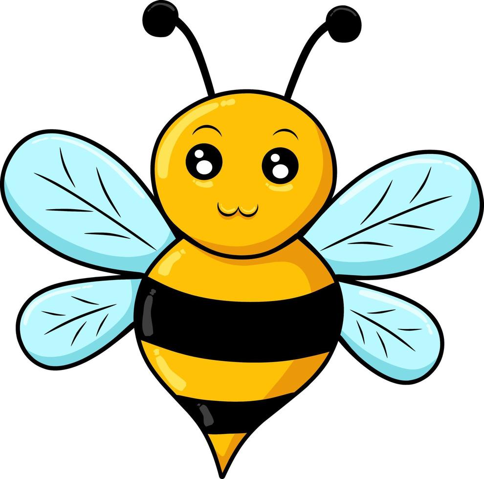 ilustração de uma abelha sorridente fofa amigável vetor