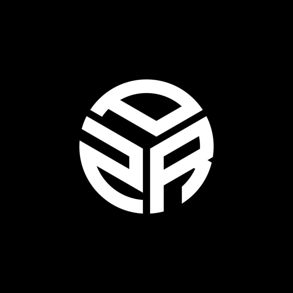 design de logotipo de carta pzr em fundo preto. conceito de logotipo de letra de iniciais criativas pzr. design de letra pzr. vetor