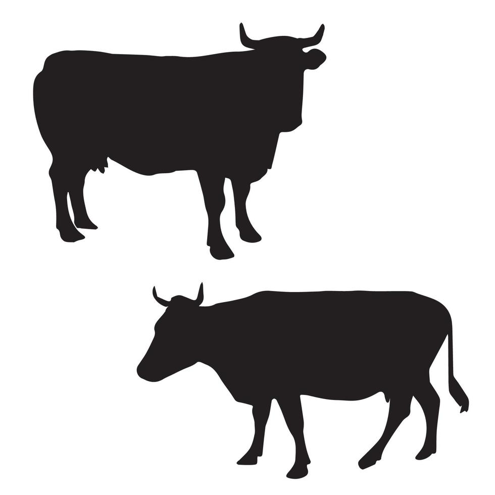 arte de silhueta de vaca vetor