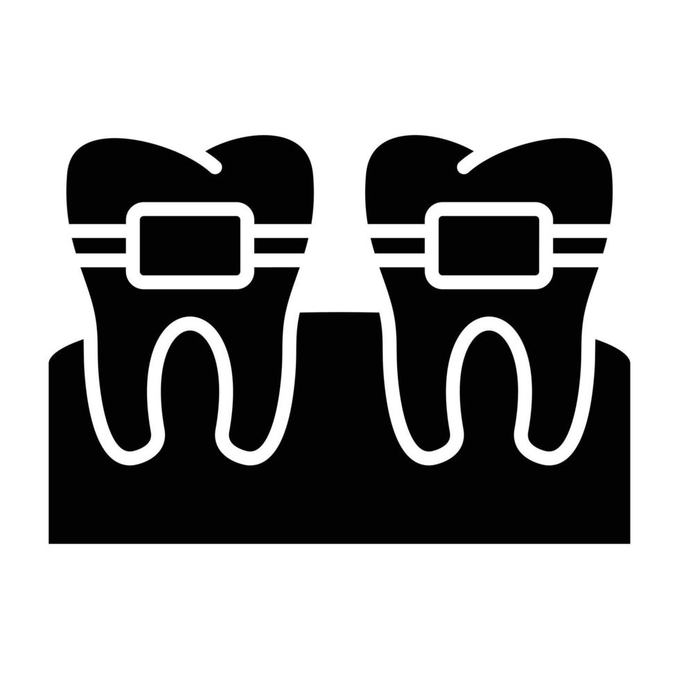 estilo de ícone de aparelho dentário vetor