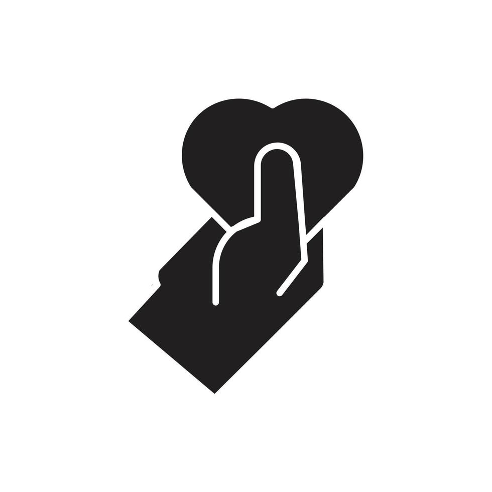 silhueta de vetor de coração de mão para ícone de símbolo do site