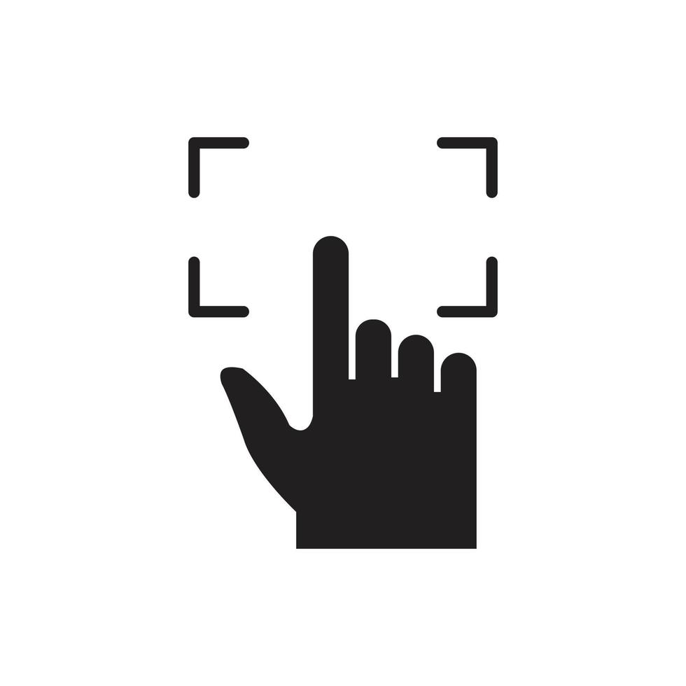 silhueta de vetor de tela de toque para ícone de símbolo do site