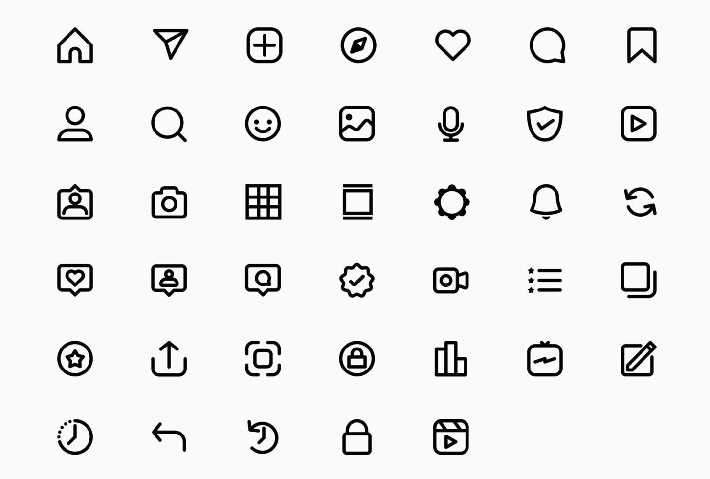 conjunto de vetores de ícones de contorno de interface de usuário