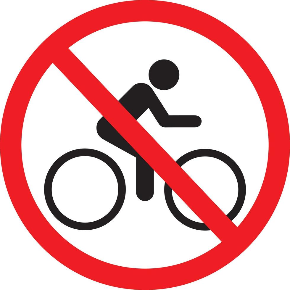 não andar de bicicleta, andar de bicicleta ao redor aviso. sinal de restrição que restringe os ciclistas de andar ao redor das instalações vetor