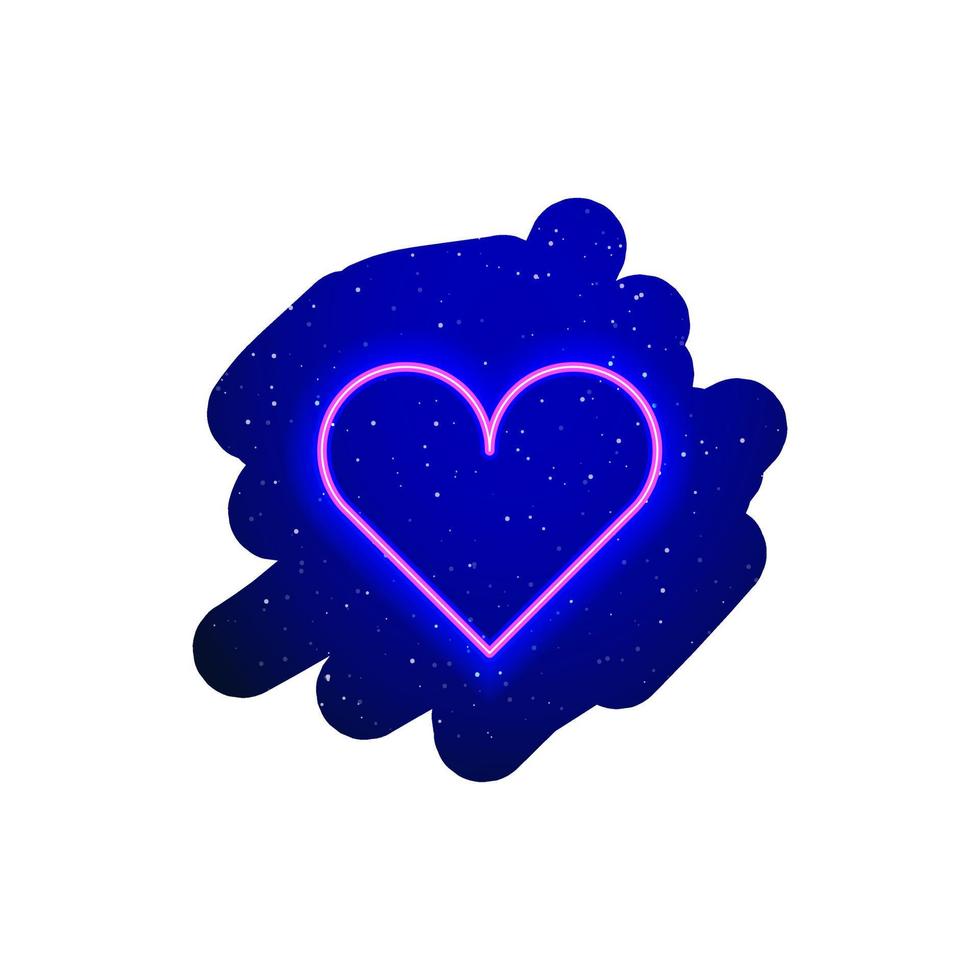 tipo de ícone de coração rosa neon led. azul da meia noite. ícone de néon realista. show noturno de ícone de símbolo de amor e coração de néon. isolado no fundo branco. vetor