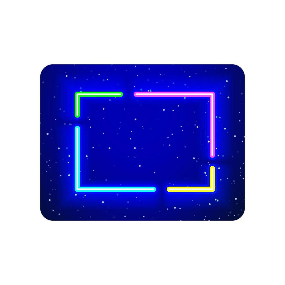 ícone de linhas de moldura azul neon. ícone de quadro de cor do céu realista. texto da barra brilhante - ícone do espaço da foto no coração de néon. isolado no fundo branco, usado em muitos campos. vetor