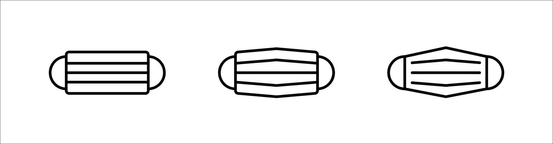 linha de arte simples, conjunto de ícones vetoriais relacionados à proteção contra vírus de máscara. vetor