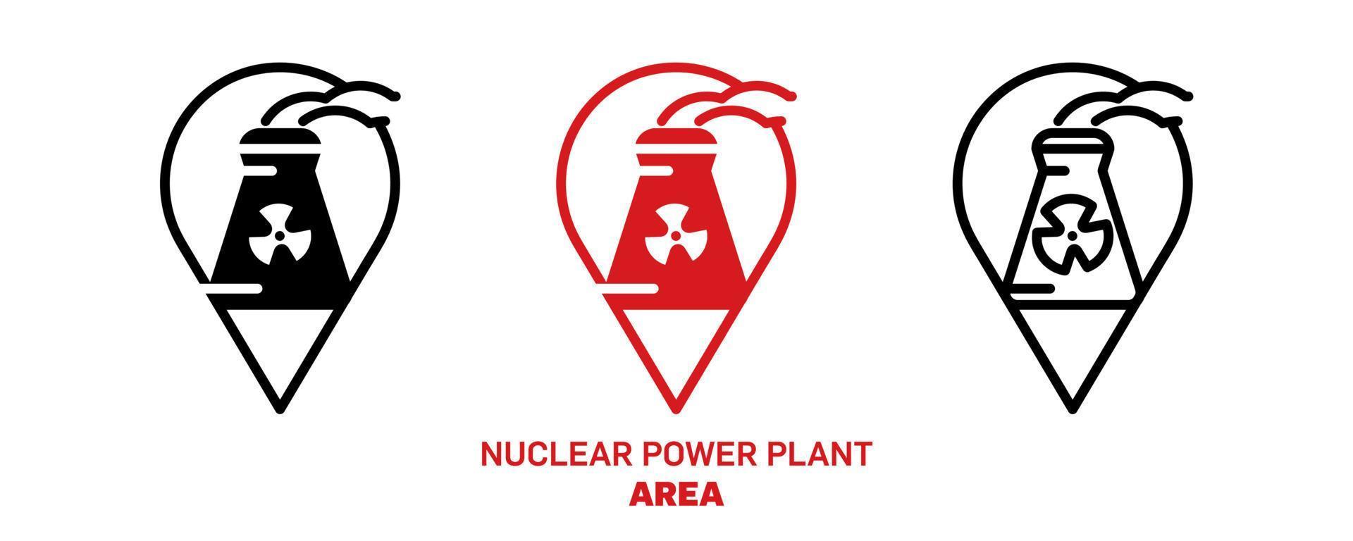 projeto de ícone de localização de usina nuclear. vetor