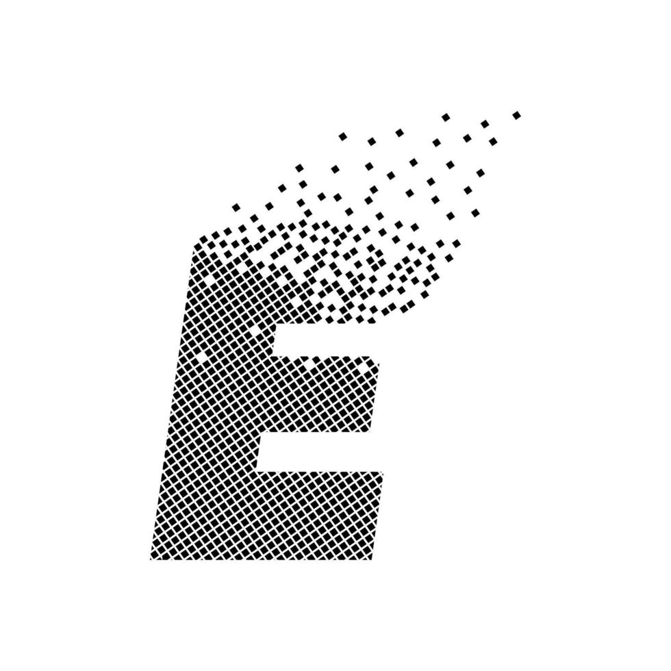letra e logotipo de ponto de pixel animado. vetor