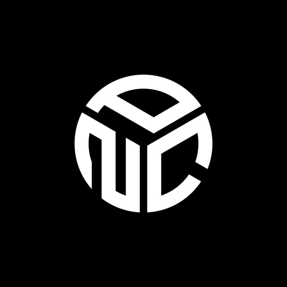 design de logotipo de carta pnc em fundo preto. conceito de logotipo de letra de iniciais criativas pnc. design de letra pnc. vetor