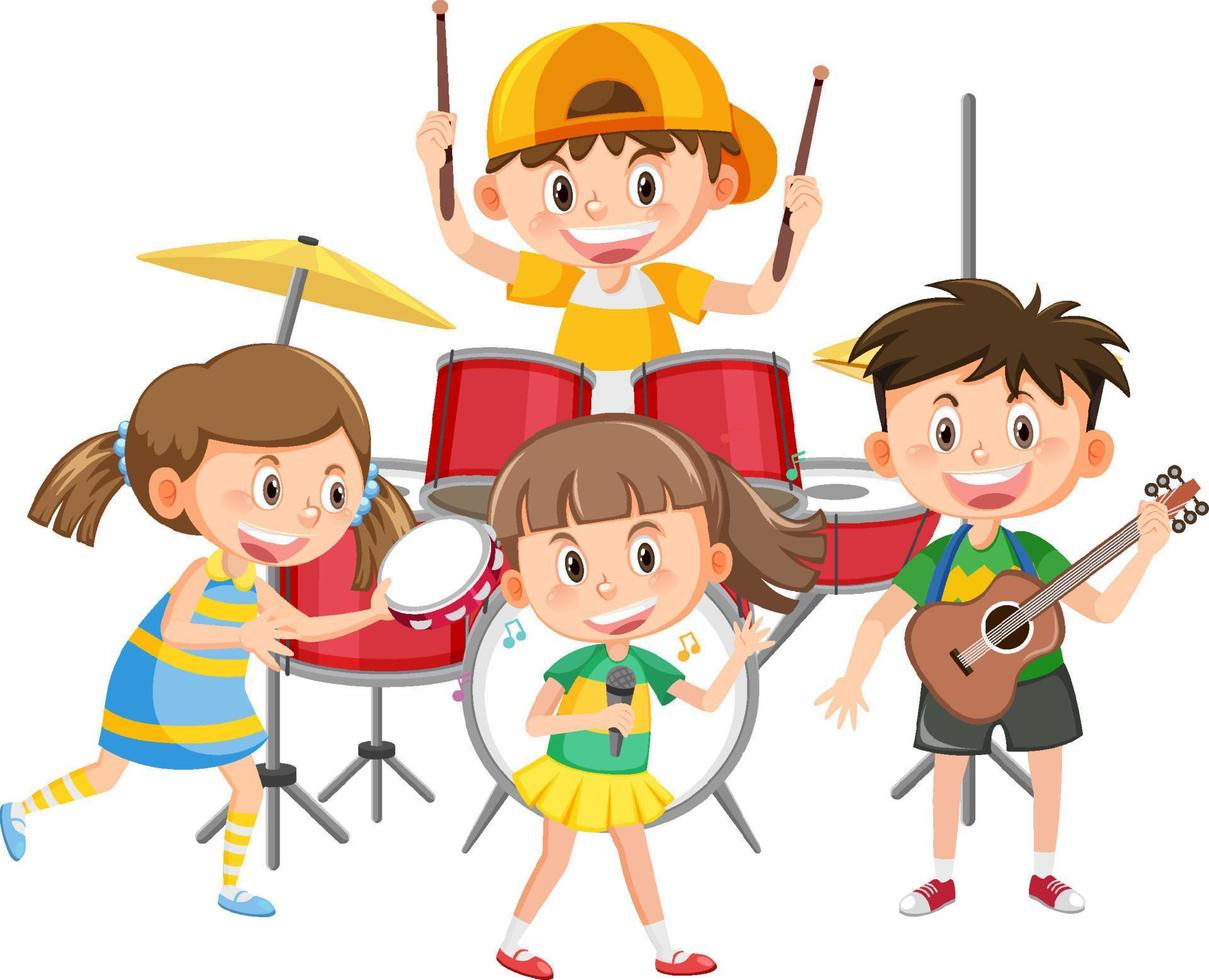 grupo de banda de música infantil vetor