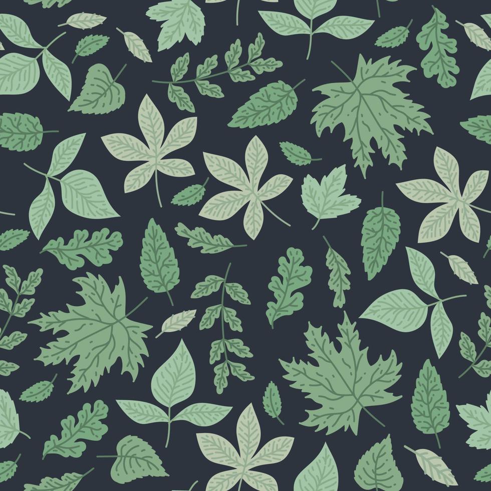 padrão de primavera verde de folhas sem costura ornamentais decorativos. textura sem fim vetor